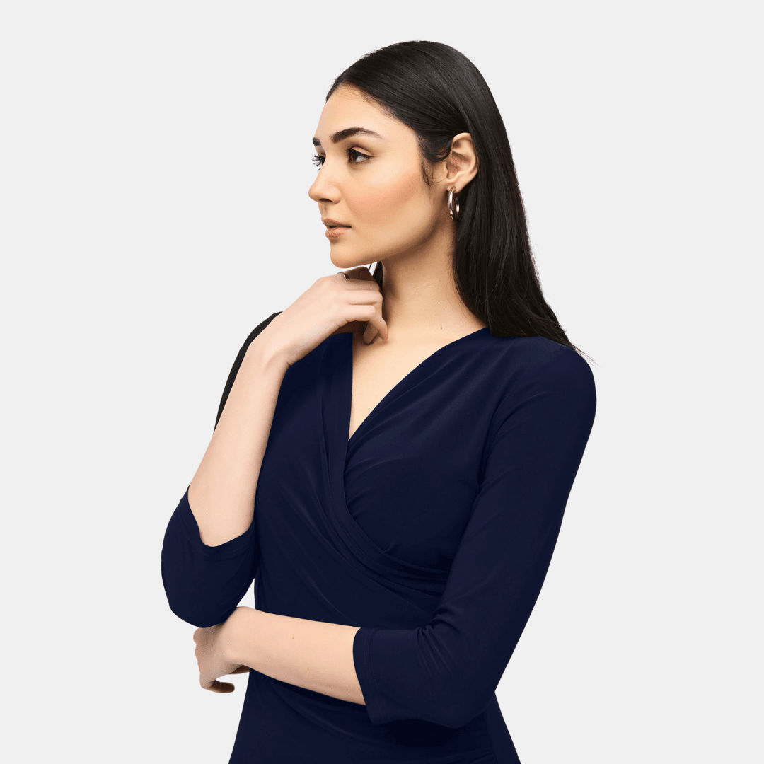 Joseph Ribkoff- Three-Quarter Sleeve Wrap Dress (Midnight)