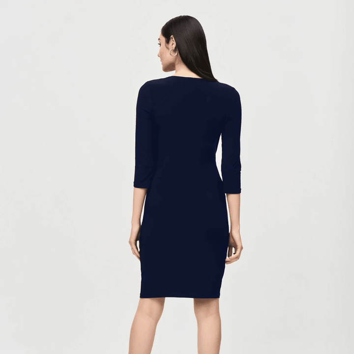 Joseph Ribkoff- Three-Quarter Sleeve Wrap Dress (Midnight)