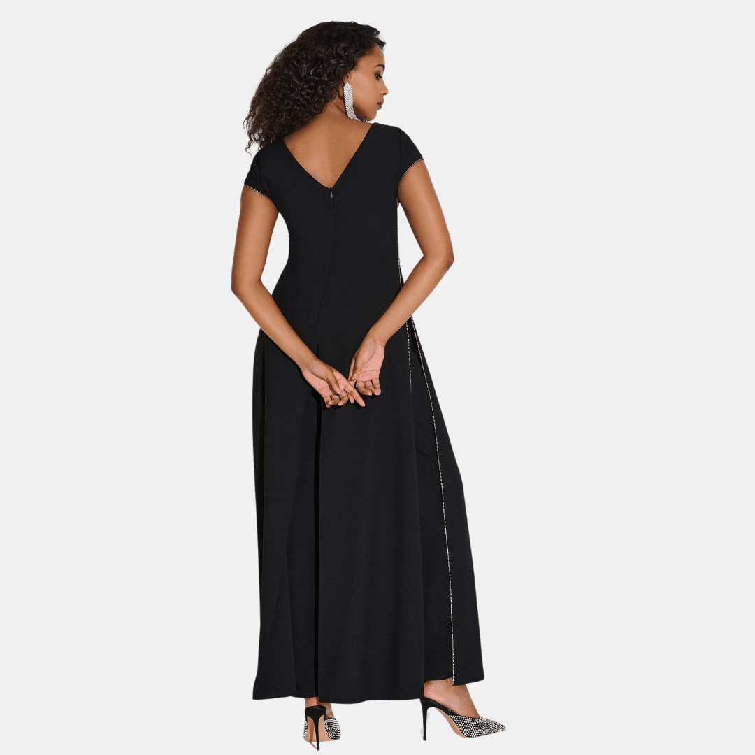 Joseph Ribkoff- Woven Wide Leg Jumpsuit with Rhinestone Detail