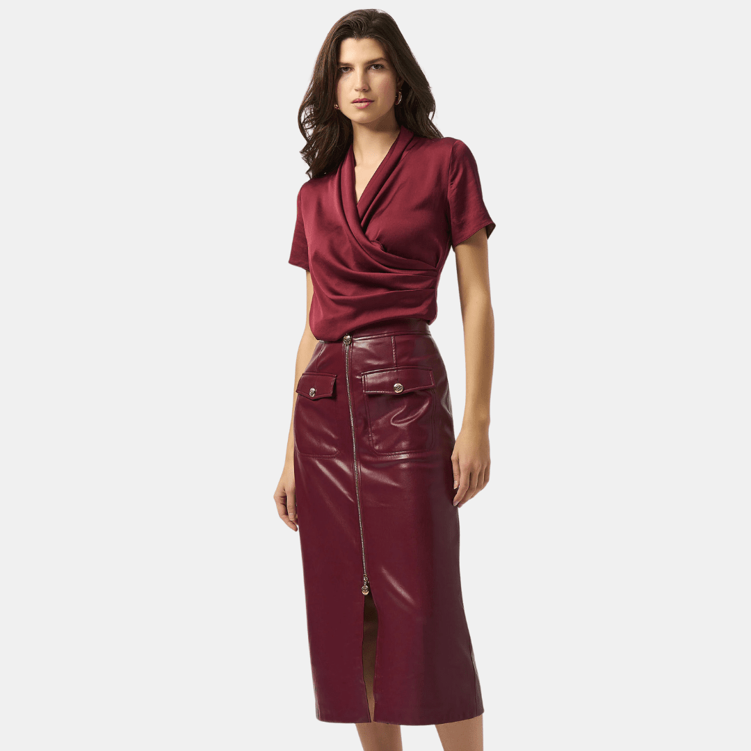 Joseph Ribkoff- Leatherette Long Pencil Skirt