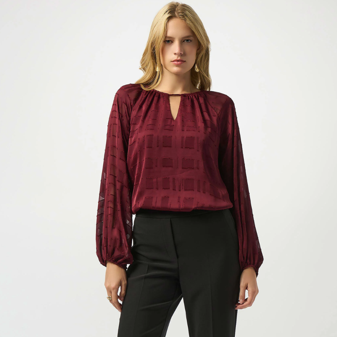 Joseph Ribkoff- Satin Burnout Boxy Top