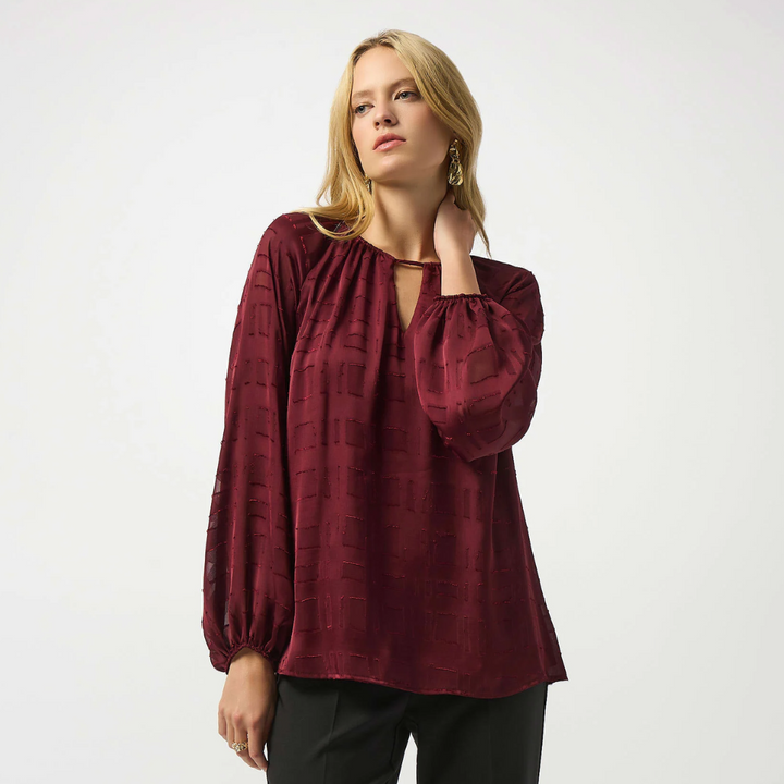 Joseph Ribkoff- Satin Burnout Boxy Top