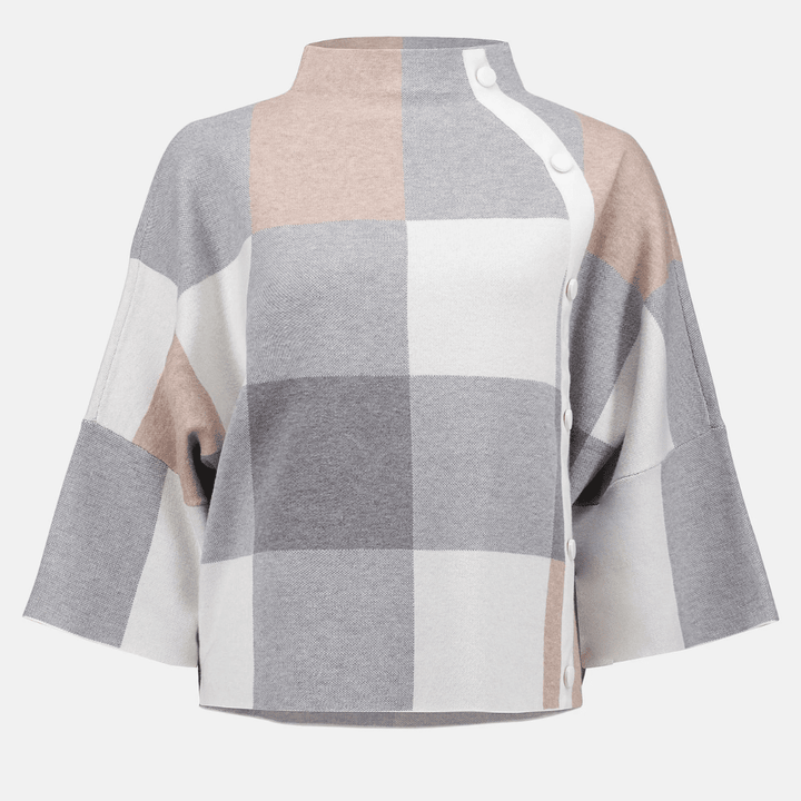 Joseph Ribkoff- Plaid Jacquard Sweater Knit Top (Rose)