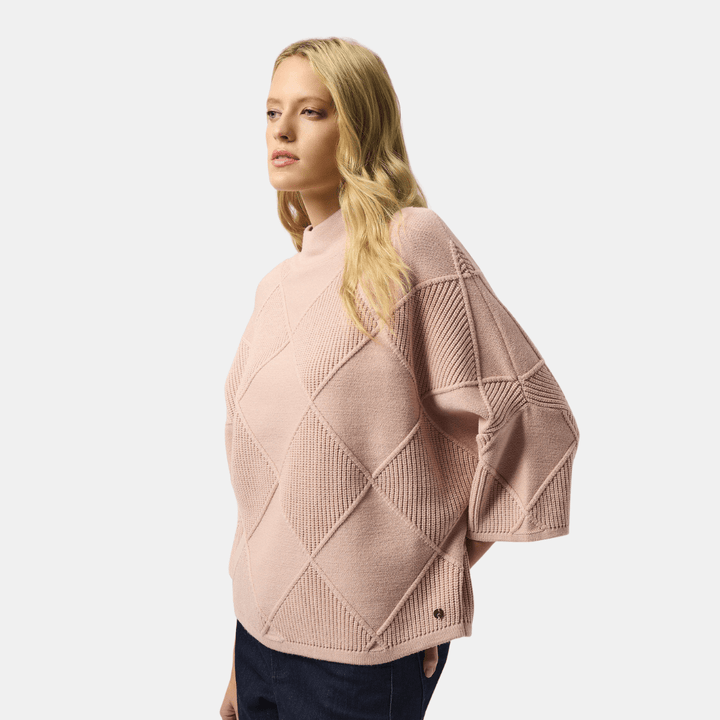 Joseph Ribkoff- Textured Sweater Knit Mock Neck Pullover (Rose)