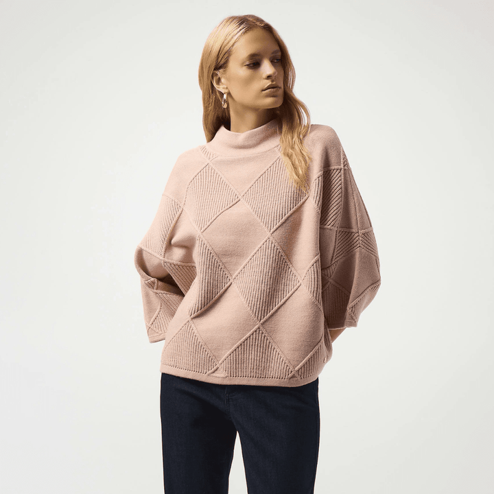 Joseph Ribkoff- Textured Sweater Knit Mock Neck Pullover (Rose)