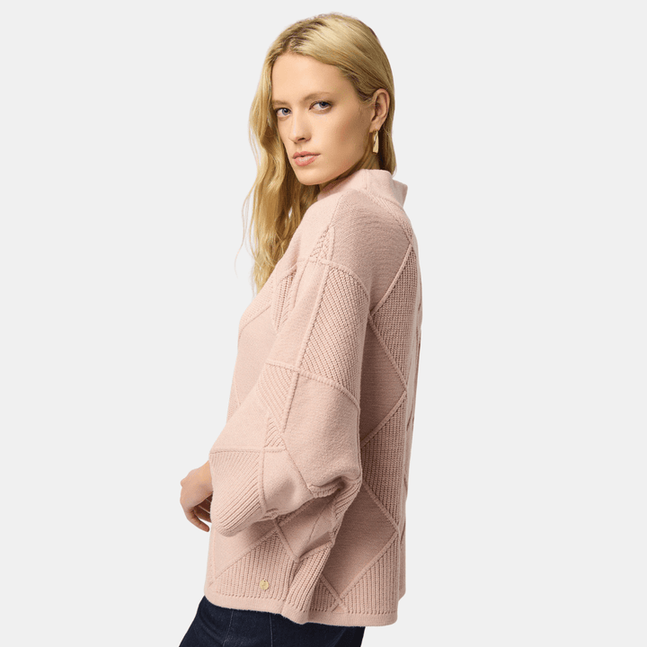 Joseph Ribkoff- Textured Sweater Knit Mock Neck Pullover (Rose)