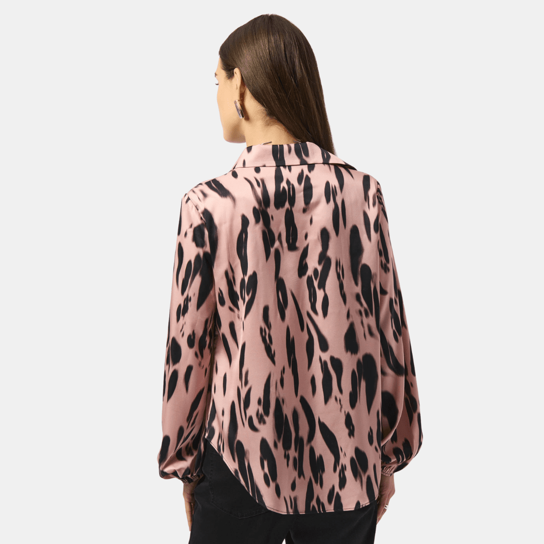 Joseph Ribkoff- Recycled Satin Animal Print Draped Top