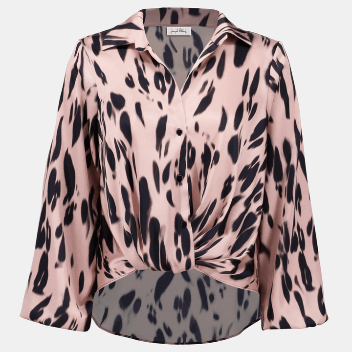 Joseph Ribkoff- Recycled Satin Animal Print Draped Top