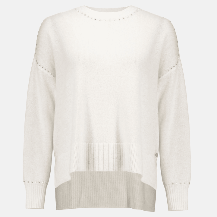 Joseph Ribkoff- Cashmere Crew Neck Top with Stud Detailing (Vanilla)