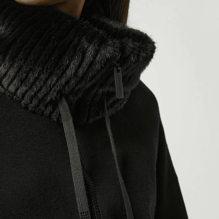 Joseph Ribkoff- Sweater Knit Coat With Fur Trim (Black)