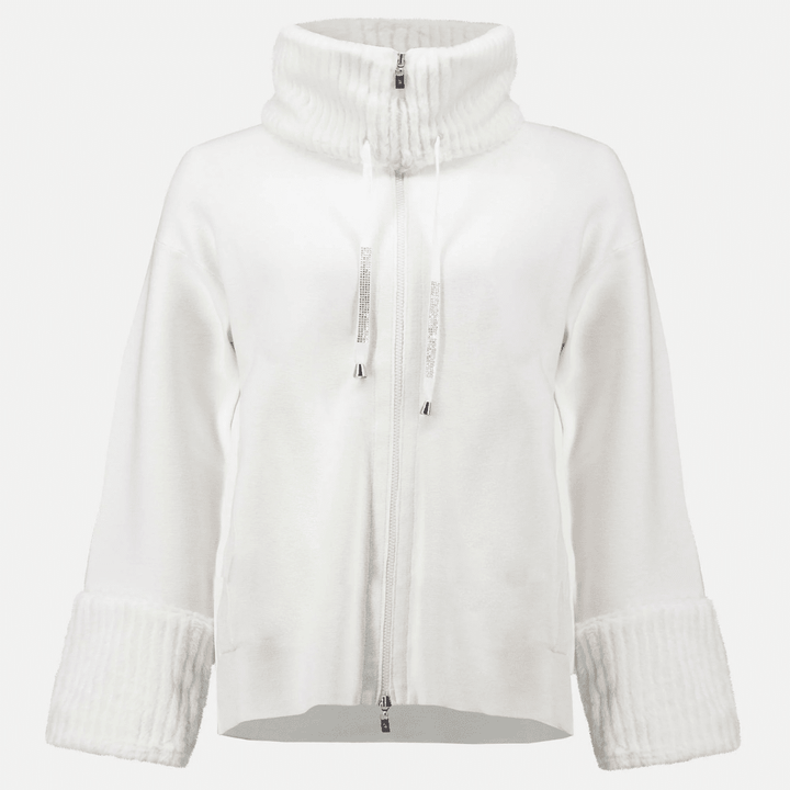 Joseph Ribkoff- Sweater Knit Coat With Fur Trim (White)