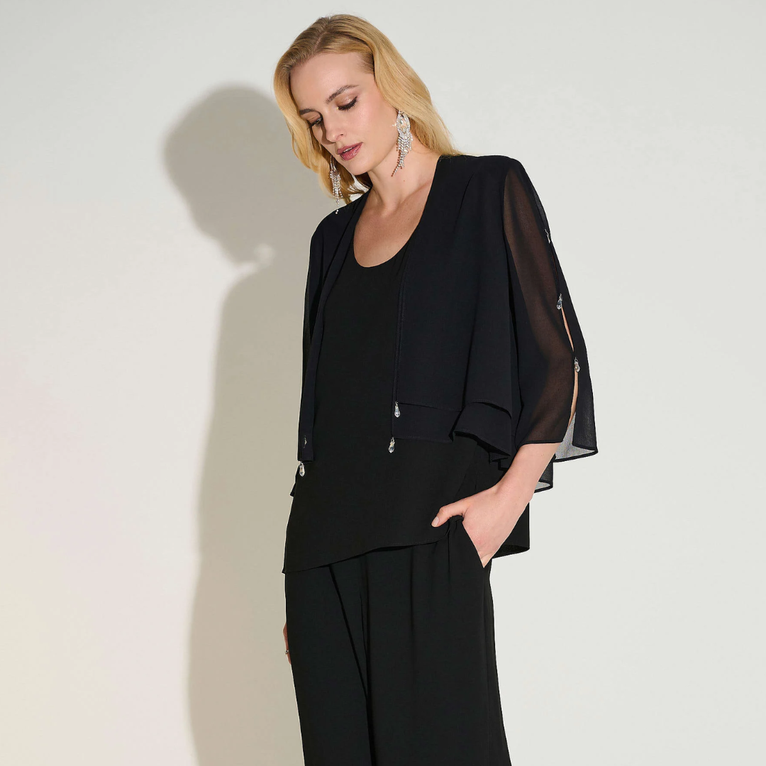 Joseph Ribkoff- Layered Chiffon 2 piece set with Rhinestone Detail