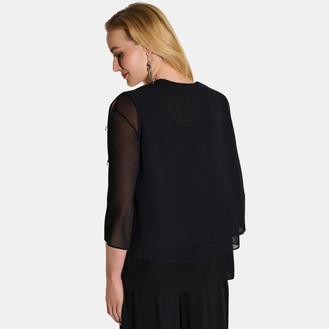 Joseph Ribkoff- Layered Chiffon 2 piece set with Rhinestone Detail
