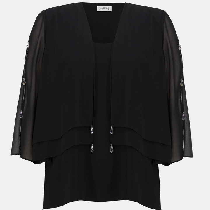 Joseph Ribkoff- Layered Chiffon 2 piece set with Rhinestone Detail