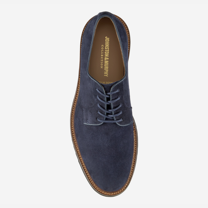 Johnston & Murphy - Hartford Plain Toe (Navy Italian Suede)