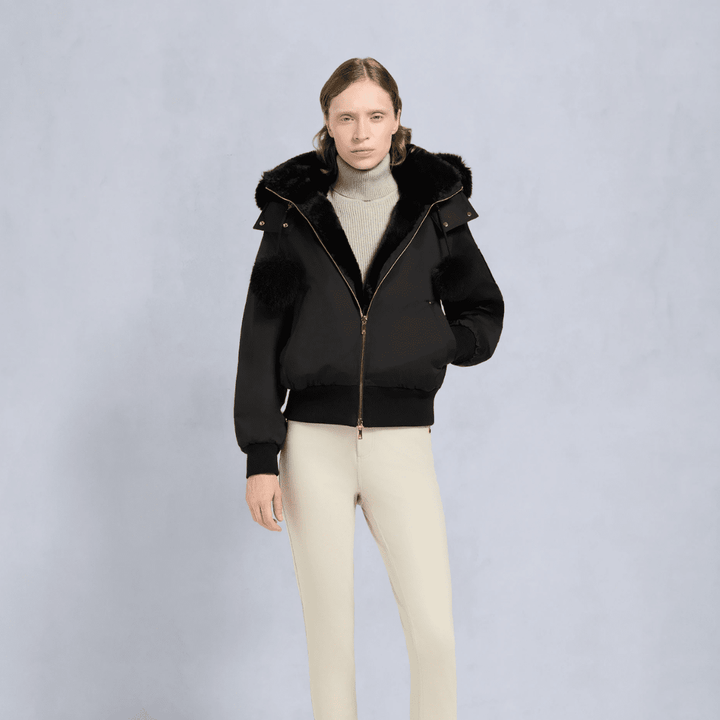 Moose Knuckles -Womens- Gold Series Original Satin Debbie Bomber Jacket