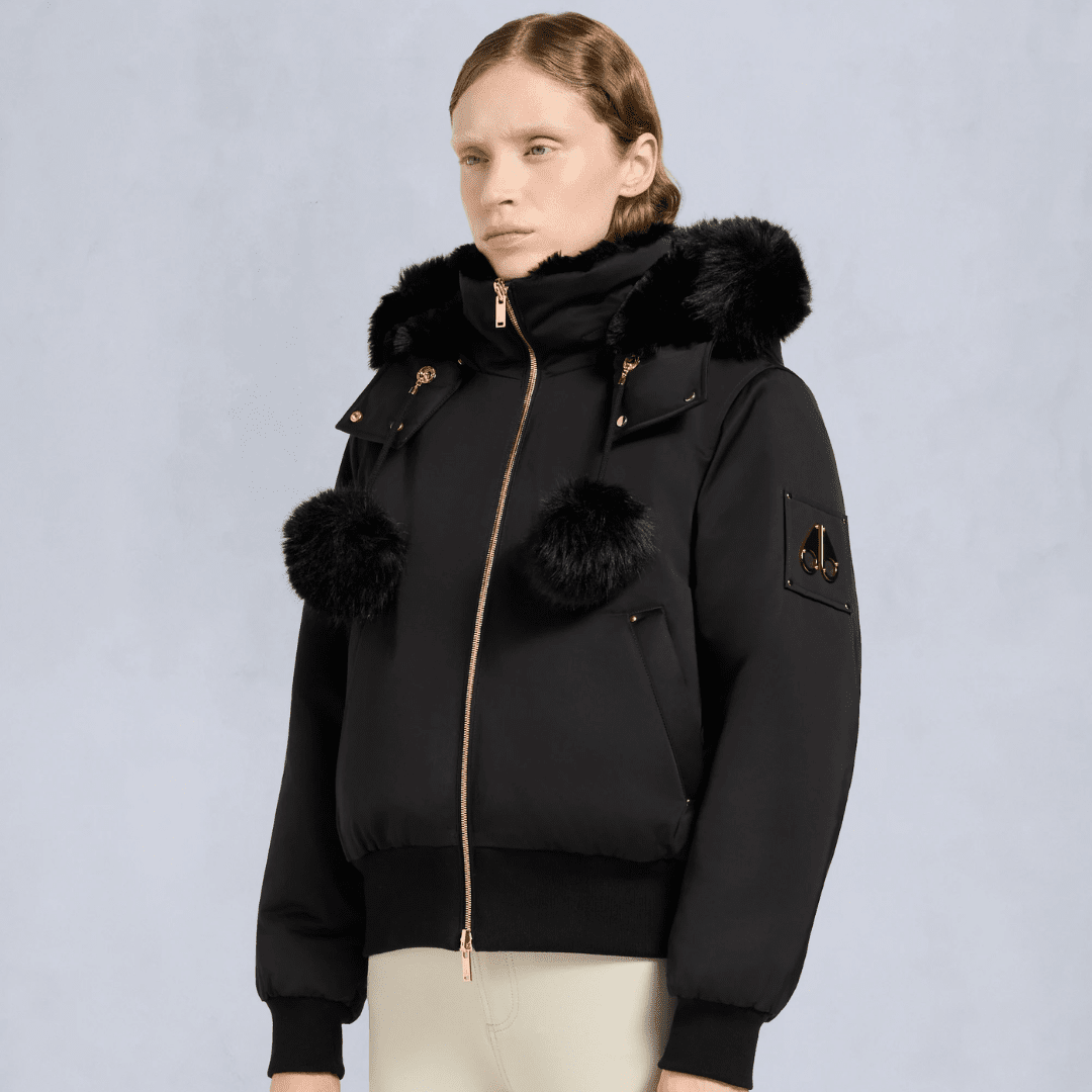 Moose Knuckles -Womens- Gold Series Original Satin Debbie Bomber Jacket