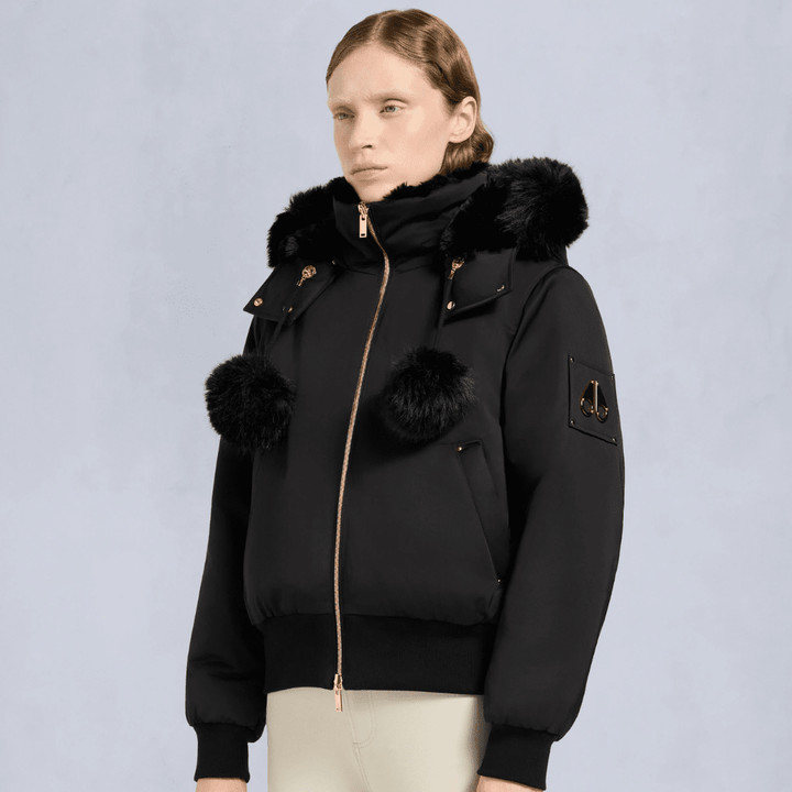 Moose Knuckles -Womens- Gold Series Original Satin Debbie Bomber Jacket