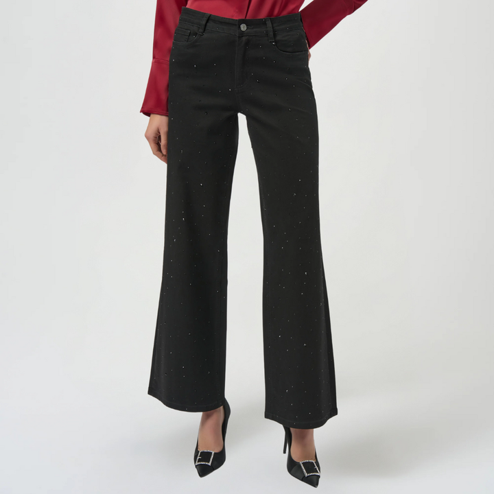 Joseph Ribkoff - Women - Classic Wide Leg Jeans with Rhinestones