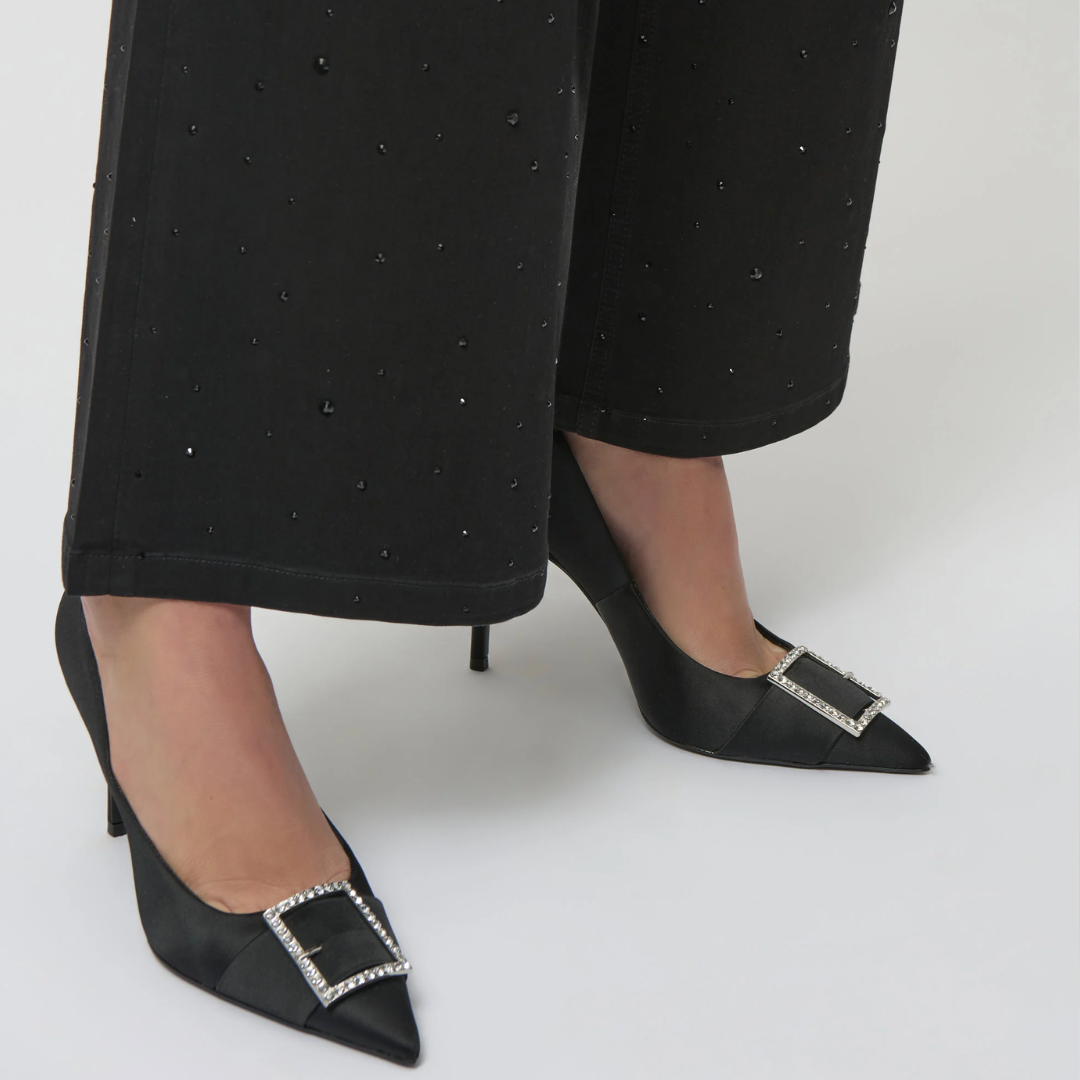 Joseph Ribkoff - Women - Classic Wide Leg Jeans with Rhinestones