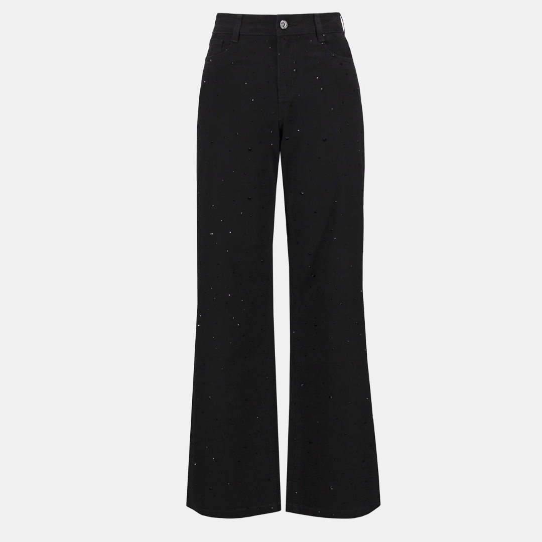 Joseph Ribkoff - Women - Classic Wide Leg Jeans with Rhinestones