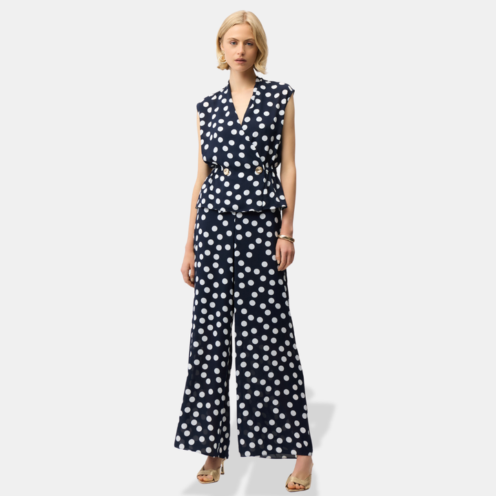 Joseph Ribkoff - Women - Georgette Dot Print Wide Leg Pants