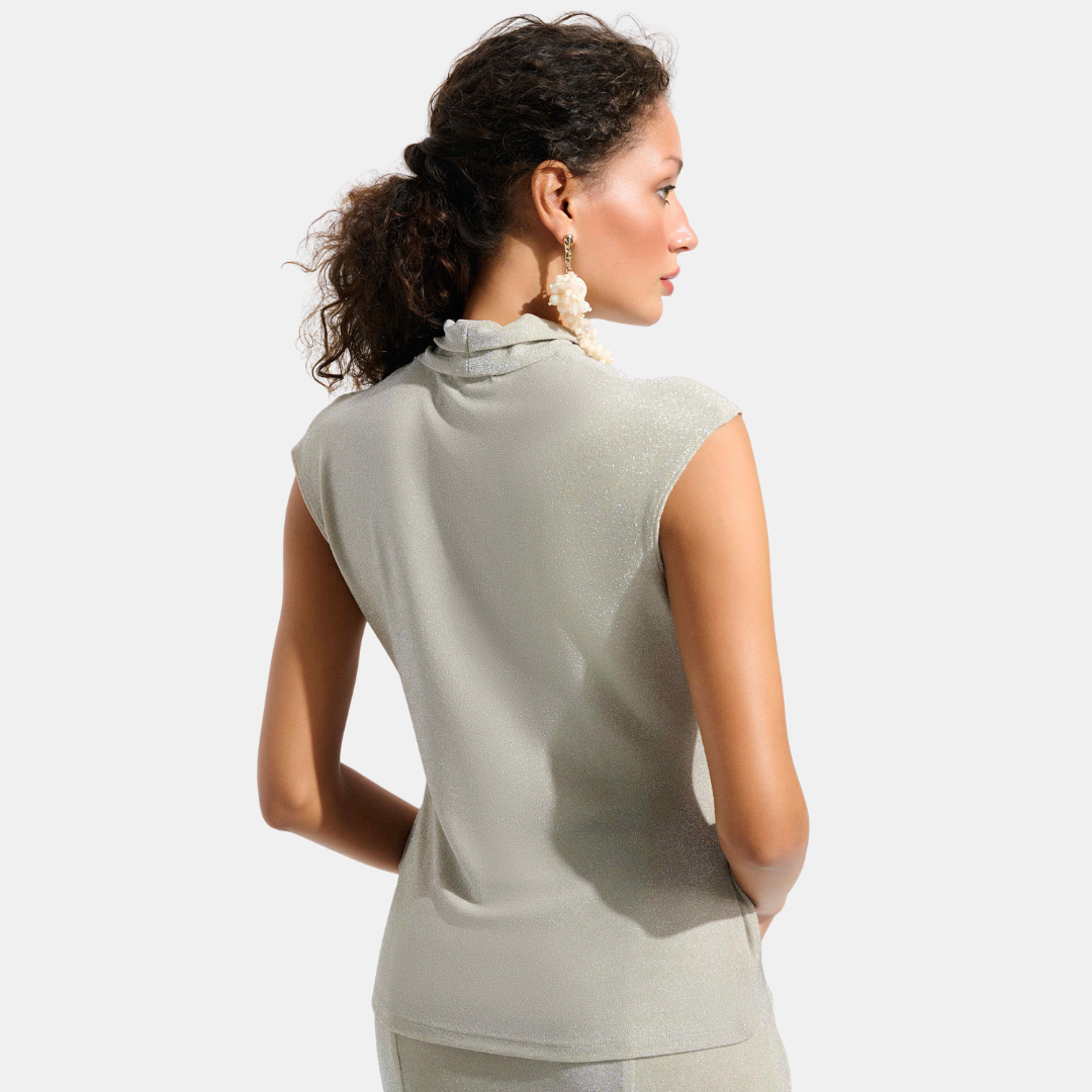 Joseph Ribkoff- Sparkle Knit Wrap Top With Rhinestones Ornament