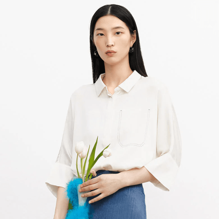 MEILLEUR MOMENT Short Sleeved Silk Shirt