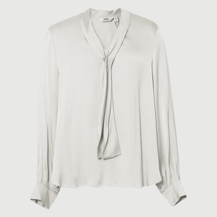 MEILLEUR MOMENT Silk Tie-Neck Long-Sleeve Blouse