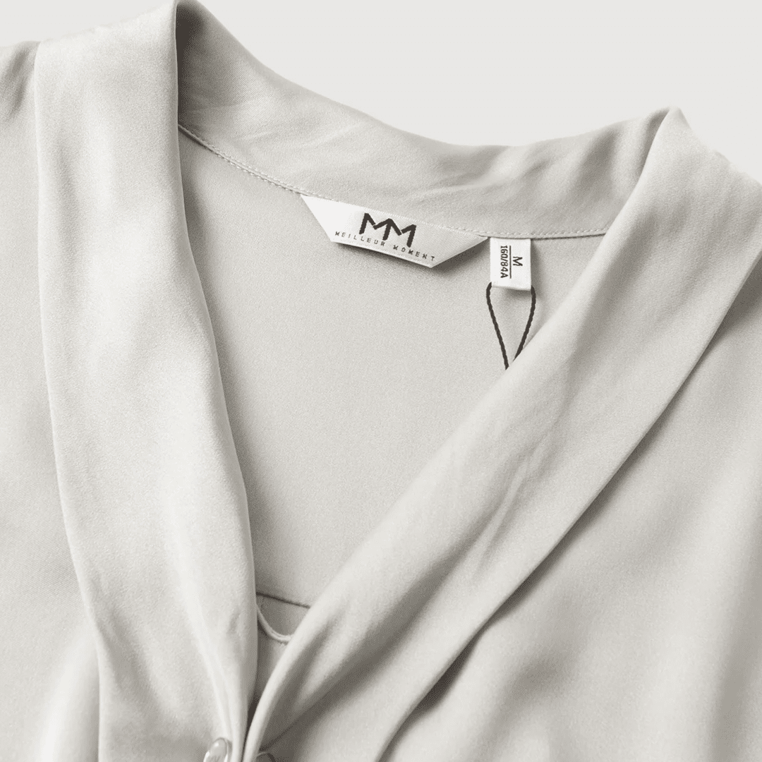 MEILLEUR MOMENT Silk Tie-Neck Long-Sleeve Blouse