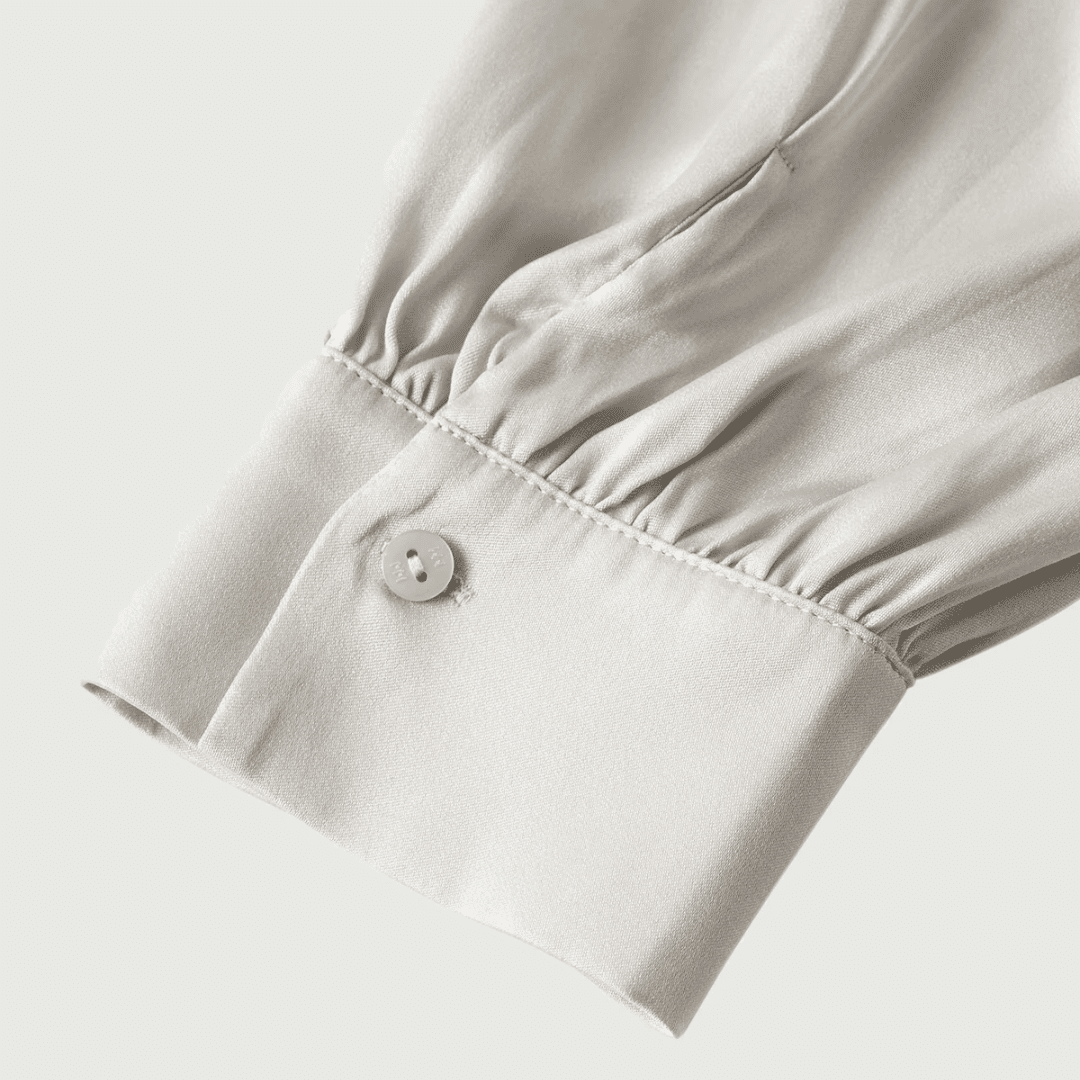 MEILLEUR MOMENT Silk Tie-Neck Long-Sleeve Blouse