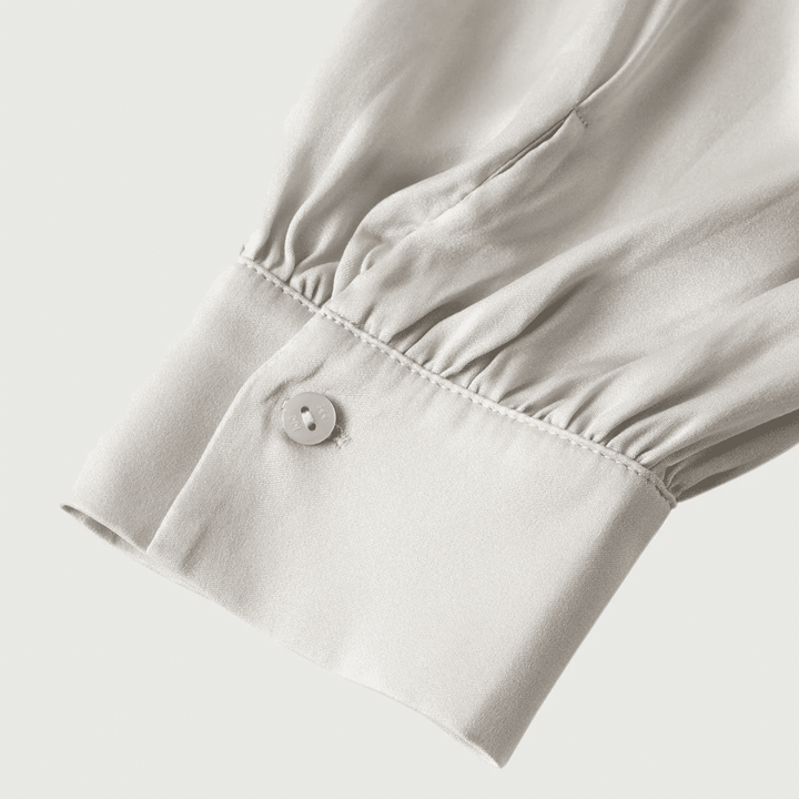 MEILLEUR MOMENT Silk Tie-Neck Long-Sleeve Blouse