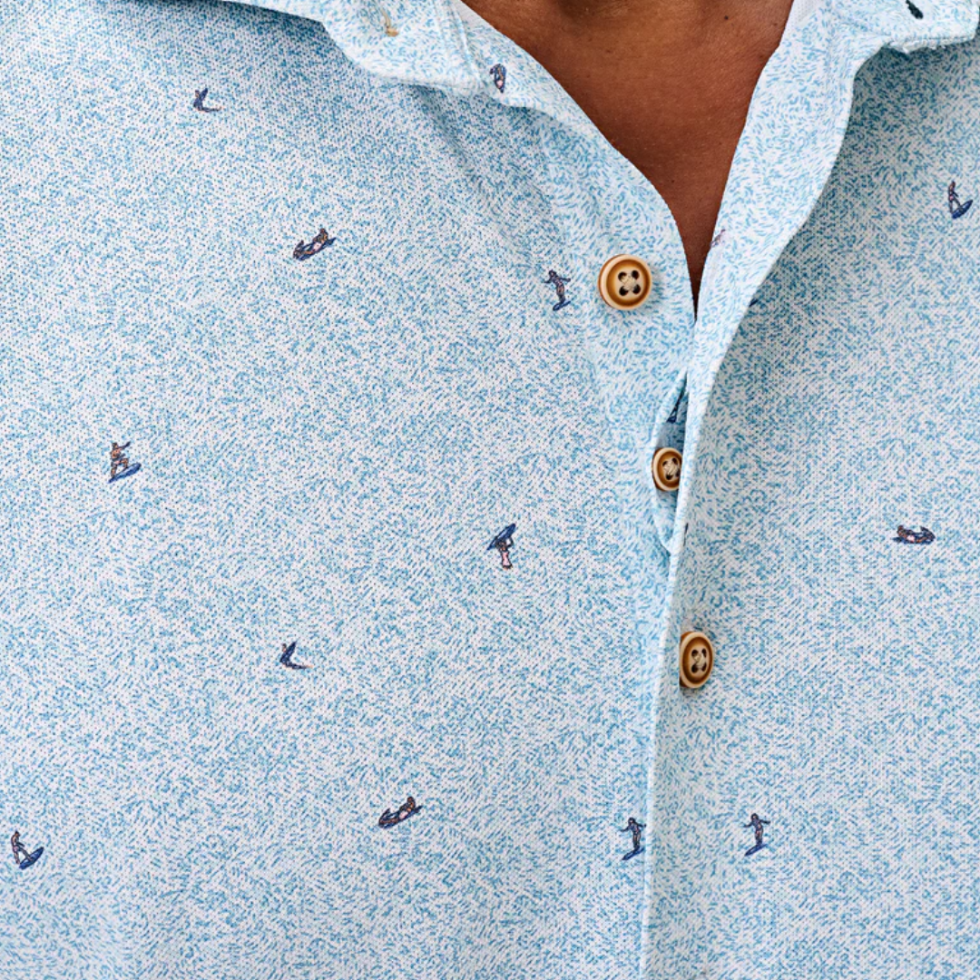 Johnnie O- Short Sleeve Performance Mesh Button Down Shirt - Rowing