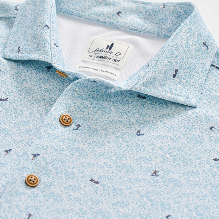 Johnnie O- Short Sleeve Performance Mesh Button Down Shirt - Rowing