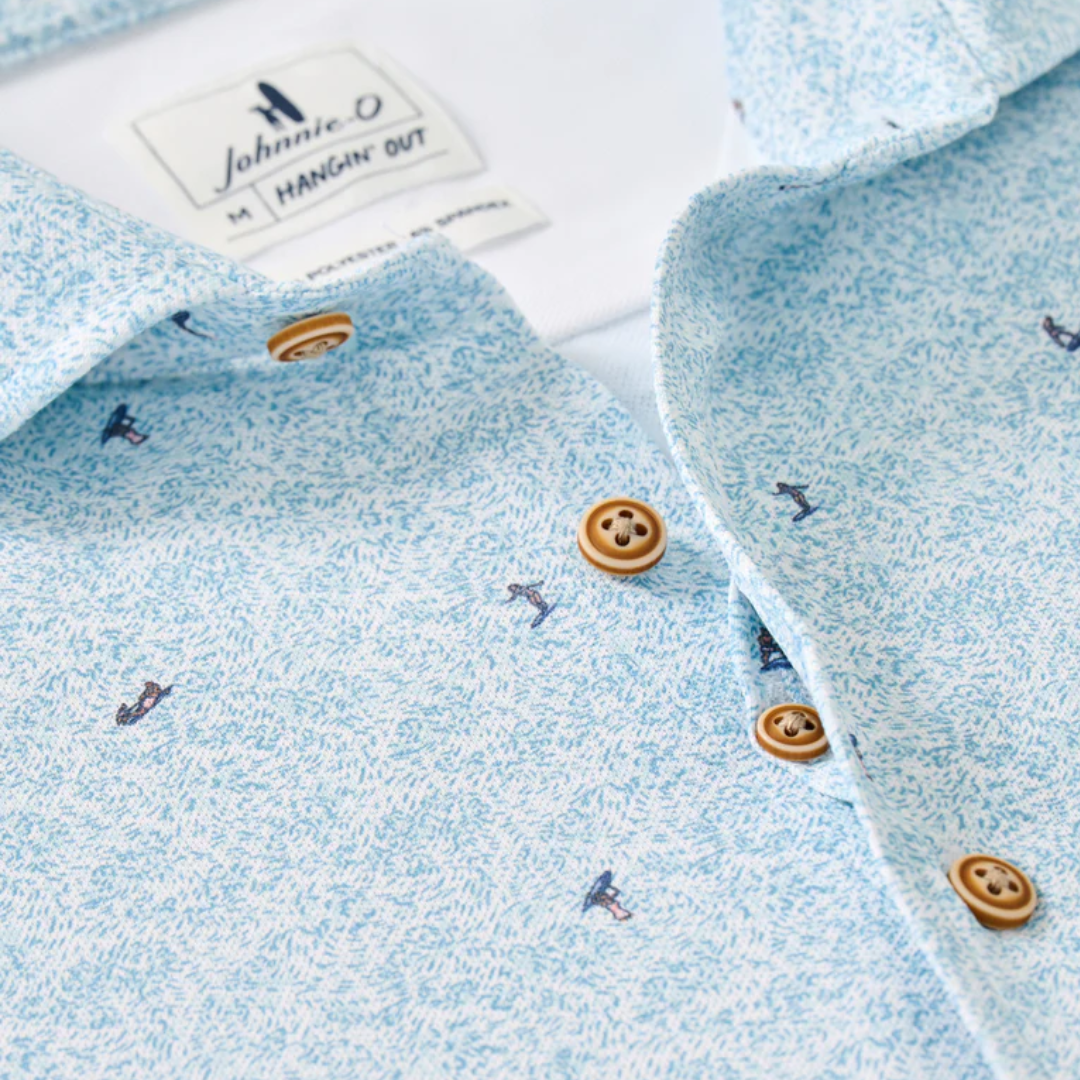 Johnnie O- Short Sleeve Performance Mesh Button Down Shirt - Rowing