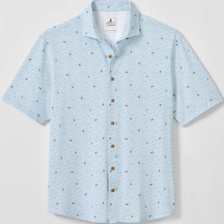 Johnnie O- Short Sleeve Performance Mesh Button Down Shirt - Rowing