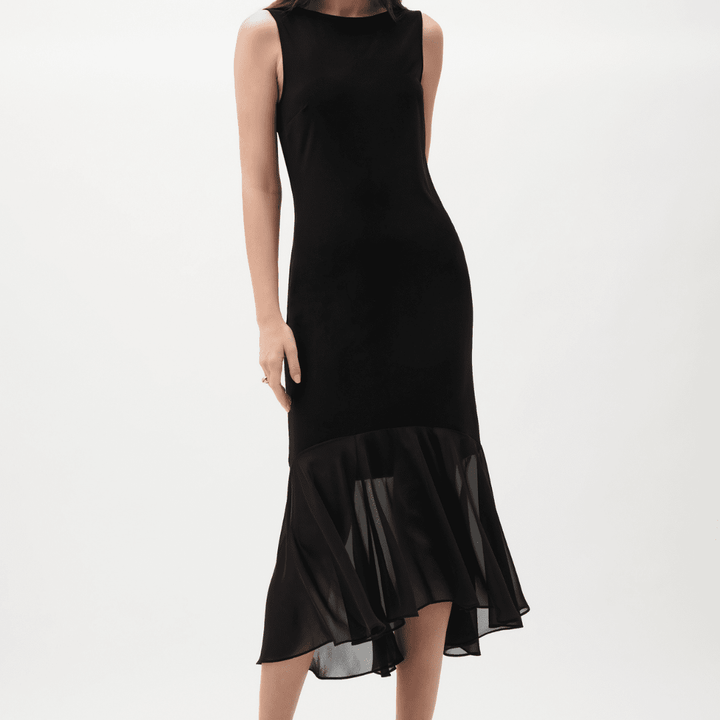Joseph Ribkoff- Silky Knit And Chiffon Flounce Dress