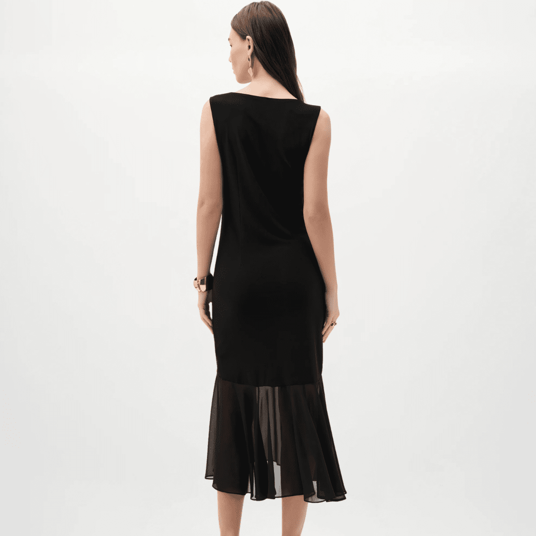 Joseph Ribkoff- Silky Knit And Chiffon Flounce Dress