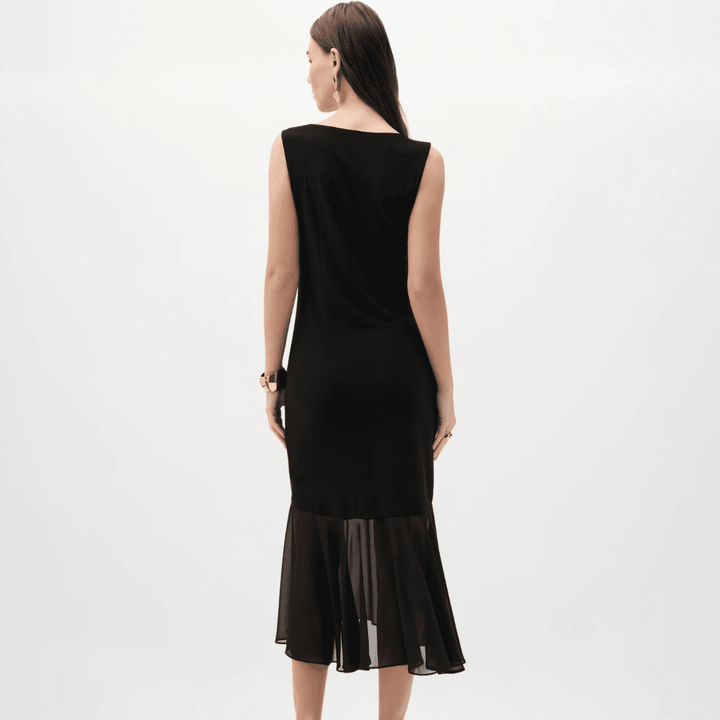 Joseph Ribkoff- Silky Knit And Chiffon Flounce Dress