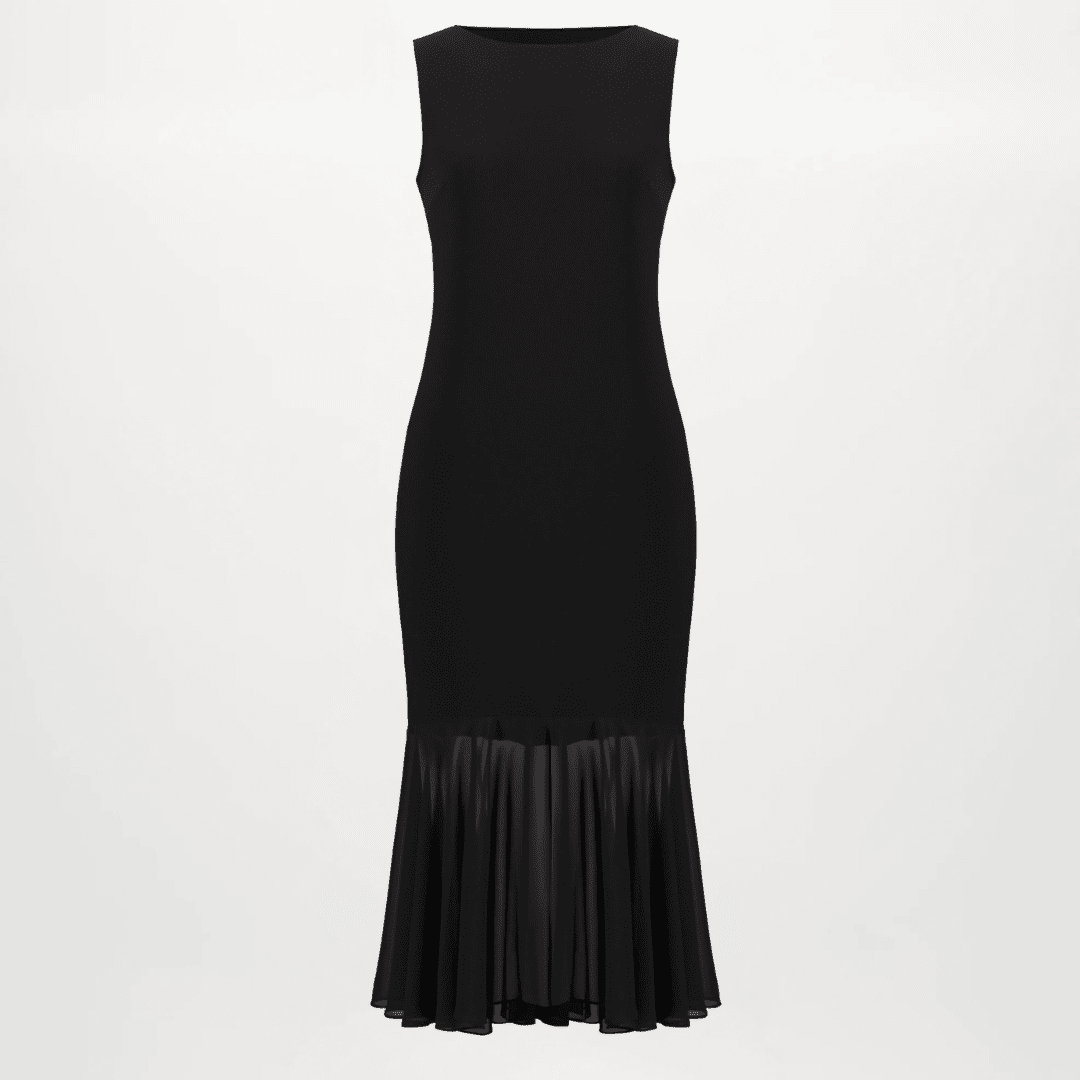 Joseph Ribkoff- Silky Knit And Chiffon Flounce Dress
