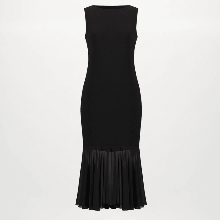 Joseph Ribkoff- Silky Knit And Chiffon Flounce Dress
