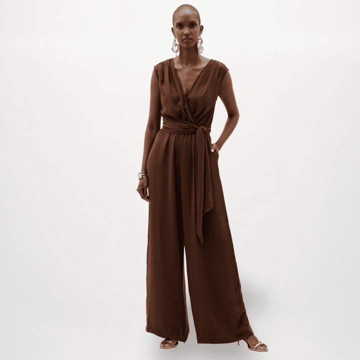 Woven Gauze Wide Leg Pull-On Jumpsuit