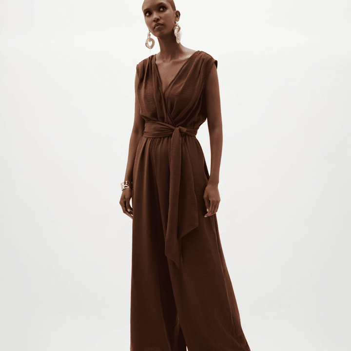 Woven Gauze Wide Leg Pull-On Jumpsuit