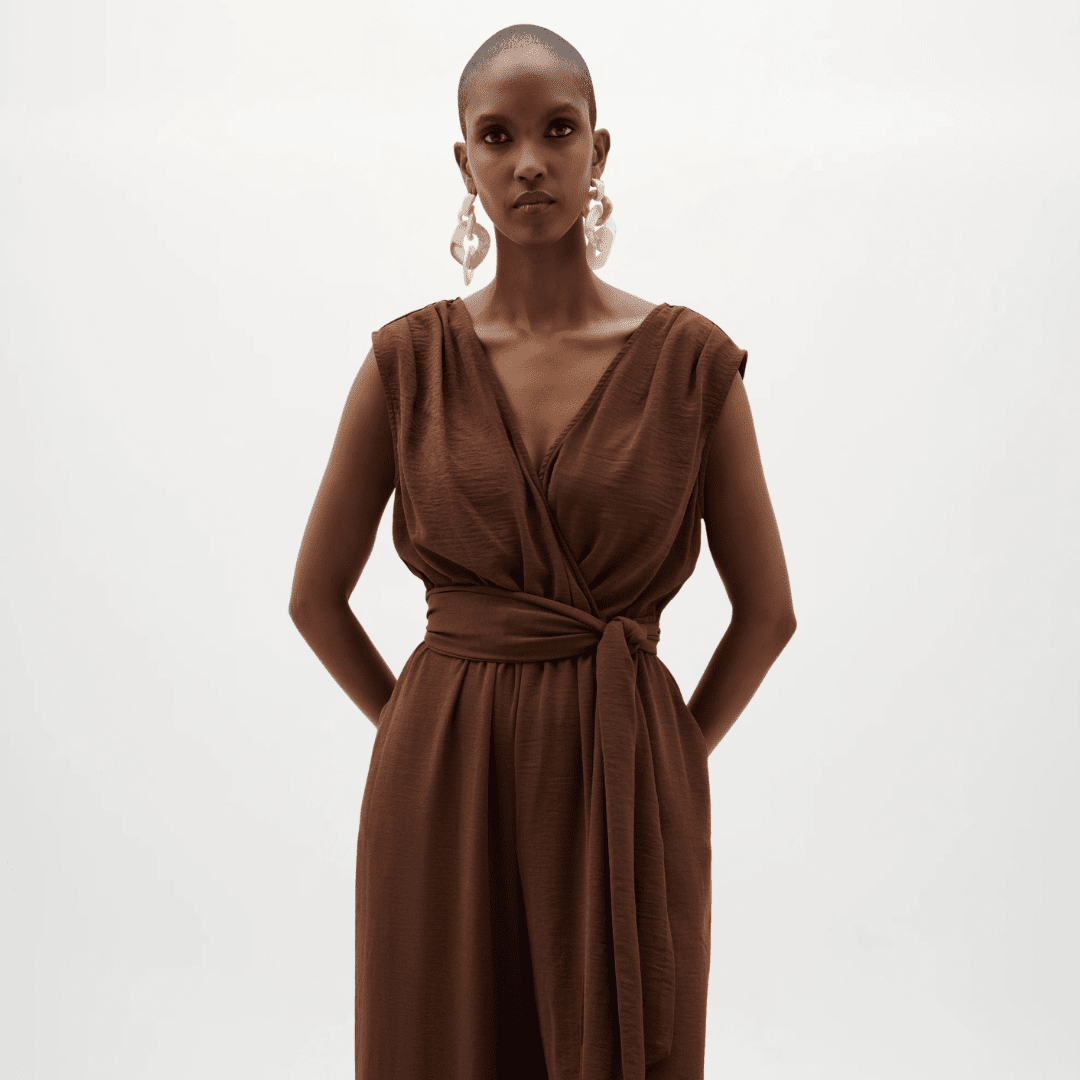 Woven Gauze Wide Leg Pull-On Jumpsuit