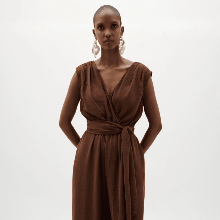 Woven Gauze Wide Leg Pull-On Jumpsuit