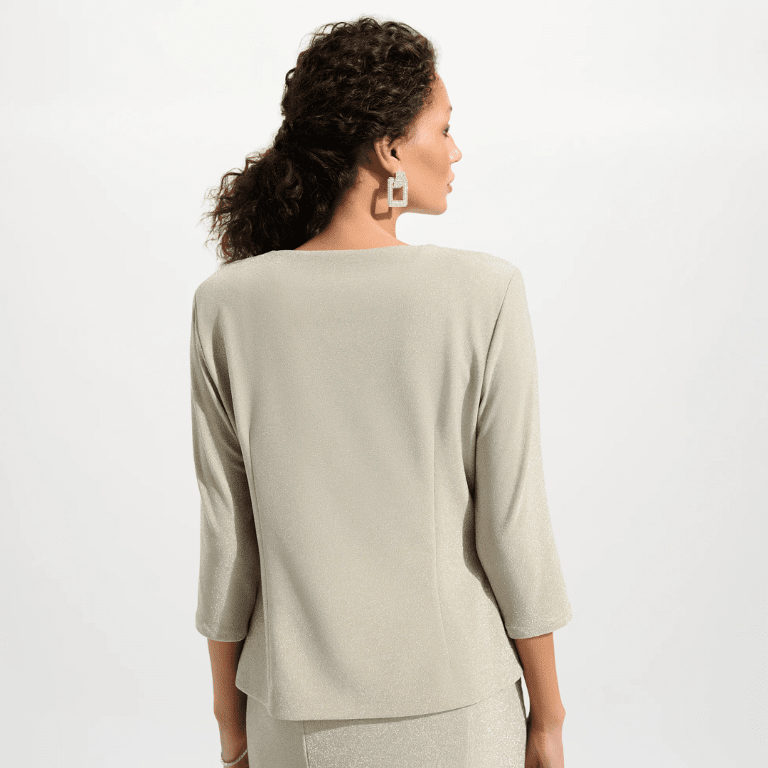 Joseph Ribkoff- Signature | Sparkle Knit Fitted Jacket And Cami Set With Rhinestones Button