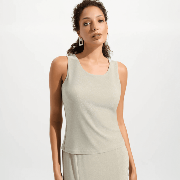Joseph Ribkoff- Signature | Sparkle Knit Fitted Jacket And Cami Set With Rhinestones Button