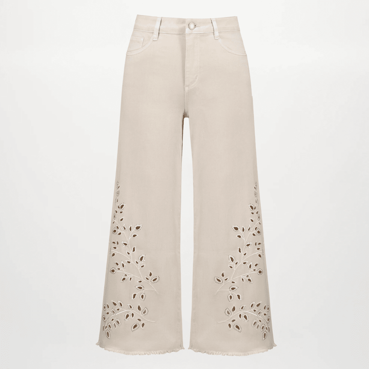 Joseph Ribkoff- Repreve® Denim Wide Leg Crop Jeans With Embroidery