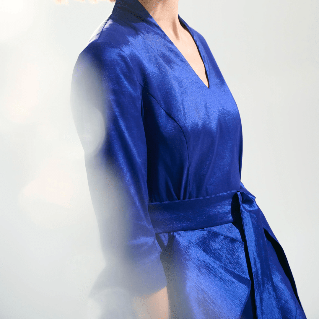Joseph Ribkoff- Stretch Taffeta Fit And Flare Dress With Cascading Ruffle Skirt