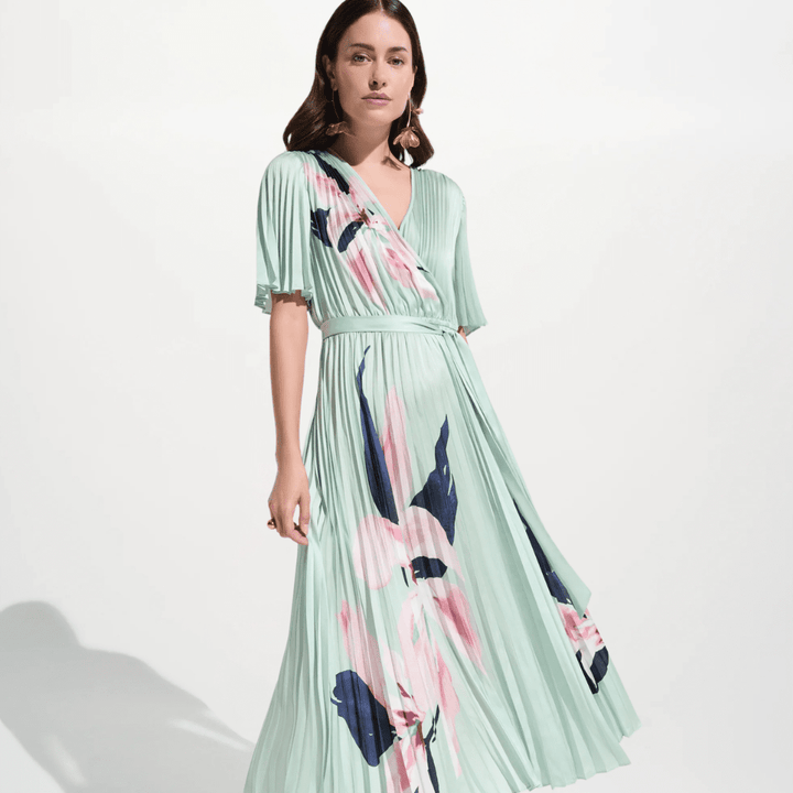 Joseph Ribkoff- Signature | Satin Floral Print Fit And Flare Dress
